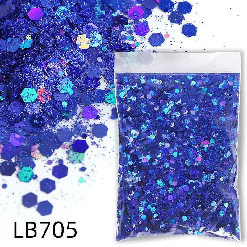 50g/Bag Holographic Chunky Glitter Craft Glitter Powder Mixed Chunky Fine Iridescent Nail Sequins for Nail ,Festival Decor image 4