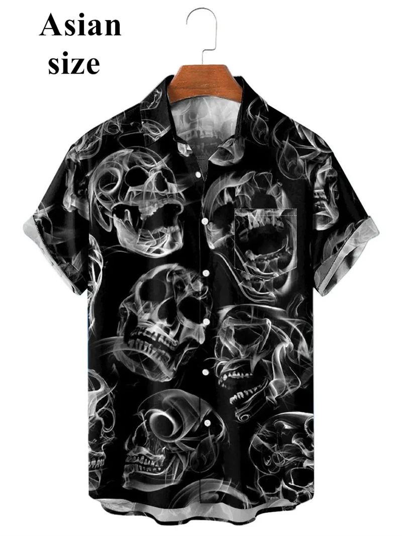 

Men's Shirt Summer New Horror 3D Print Skull Men's Clothing Oversized Popular Casual Beach Hawaiian Harajuku Fashion Shirts Tops