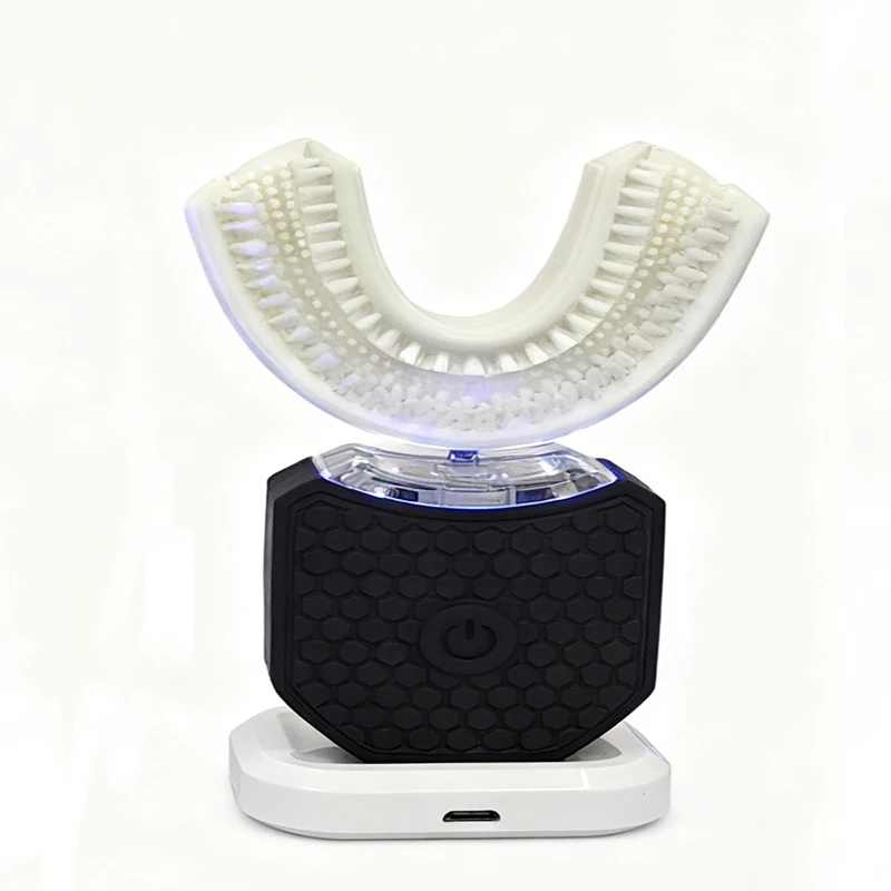 The new smart U-shaped sonic electric toothbrush comes with a tongue scraper and features blue light and low noise.