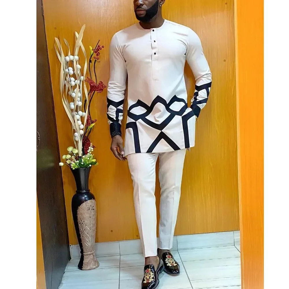 

Pop Spring And Autumn Men's Long-sleeved Plaid Printed Fashion Suits, Arabian Dubai Abaya, Middle East Men's Casual Suits M-XXXX