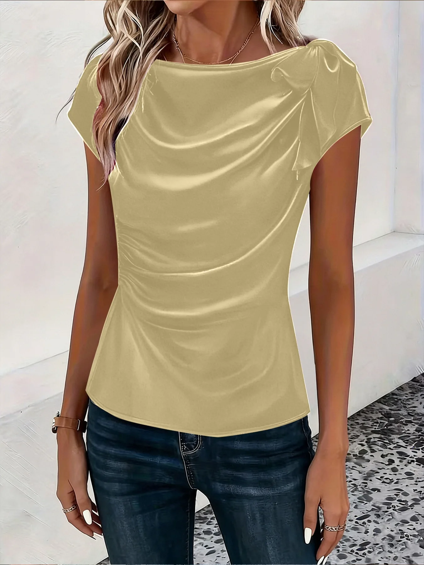 Women's Satin Draped Neck Shor - Women'S Fashion Trends Spring 2026 review and price