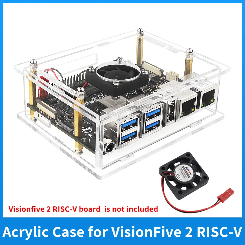 VisionFive 2 RISC-V Acrylic Case Transparent Shell Optional Cooling Fan Protection Box for VisionFive 2 RISC-V StarFive JH7110