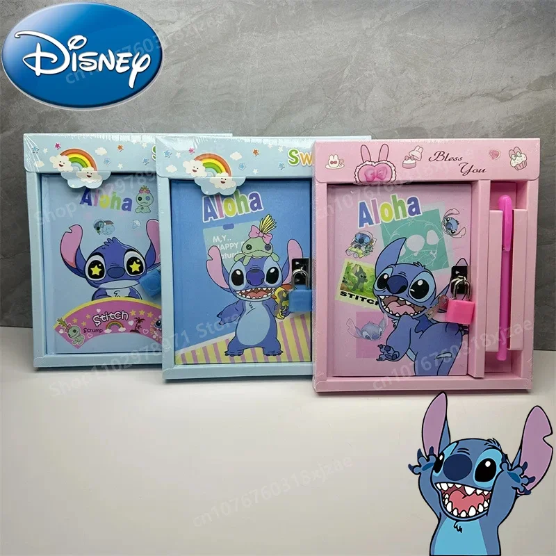 

2024 Disney Stitch Notebook Set Blue Diary Notebooks with Lock and Gel Pen Stationery Supplies Set School Prizes Student's Gifts