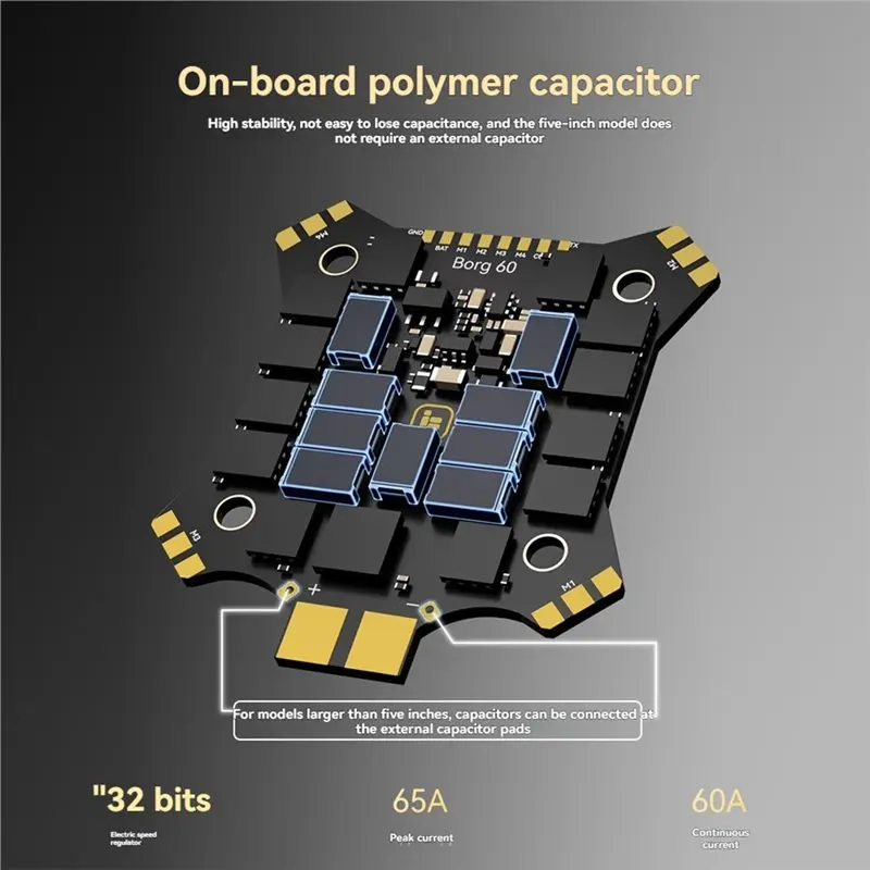 Superr-Iflight Borg 60A ESC 4-6S Supports Dshot150/300/600 Multishot Oneshot And PWM Drive Signals For 5-10Inch Racing FPV Drone