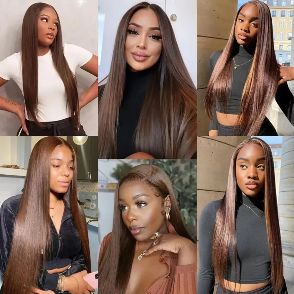 Chocolate Brown Straight Human - Hd Lace Frontal Wig Human Hair Pre Plucked recension och pris