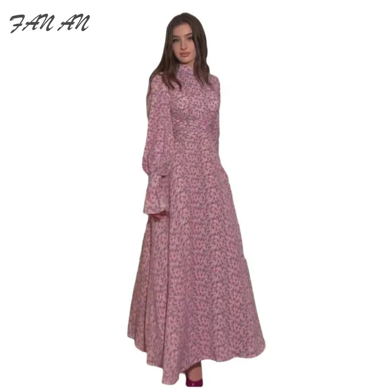 

Fashion Autumn Season Gentle Temperament Loose Floral Satin Personalized Lace Up Dress Women's Long Skirt Middle Eastern Style