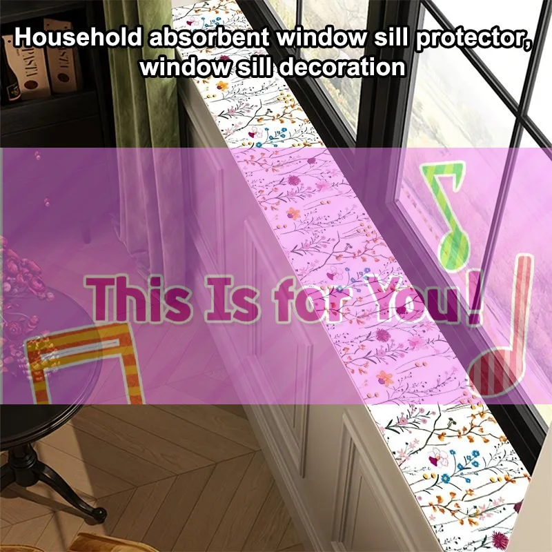 【HMA】Household Absorbent Window Sill Protector, Rustic Green Plant Print Absorbent And Quick-drying Mat, Easy To Clean.