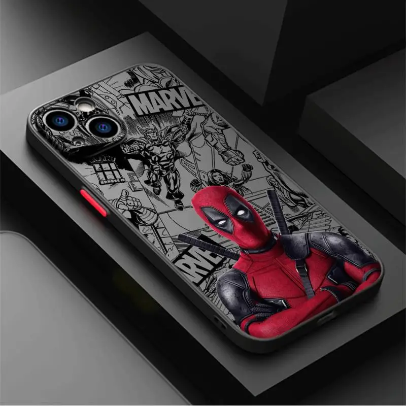 Marvel Deadpool Phone Case for iPhone 15 Plus SE XR 14 Pro Max 11 XS Max 12 Pro 13 Mini 7 8 Soft Matte Funda Cover