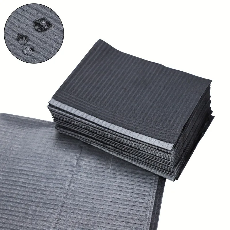 50pc Black Tattoo Bib Paper, Hygienic Personal Dental Bib Waterproof Tablecloth, Suitable for Tattoo Supplies and Artist Studios