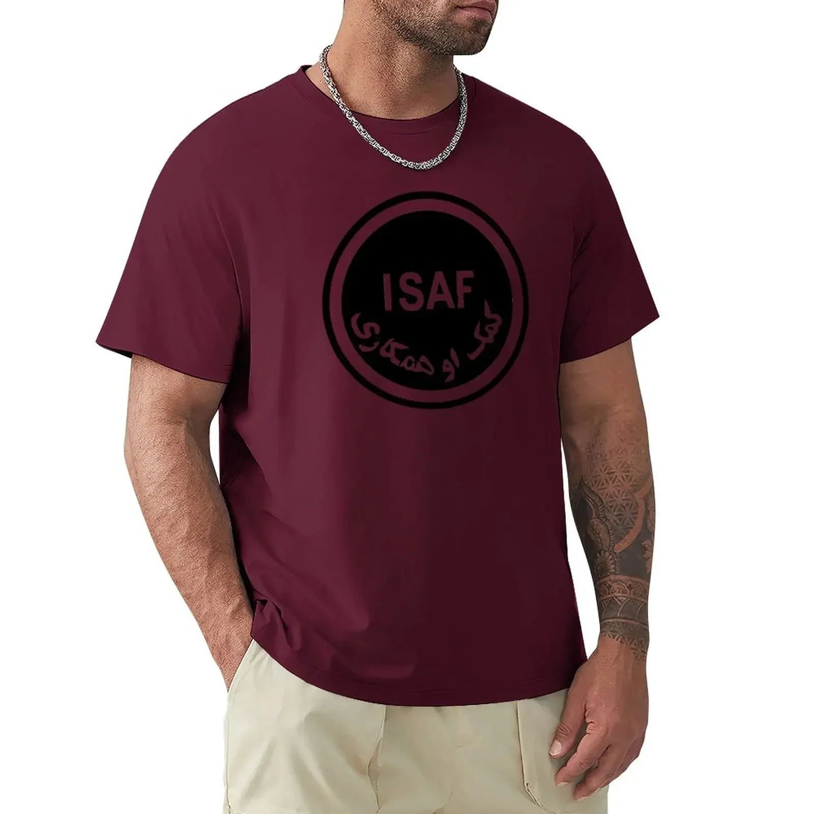 ISAF deployment soldier T-Shirt heavyweights men graphic oversized boys whites mens workout shirts heavyweight Round Neck 2024