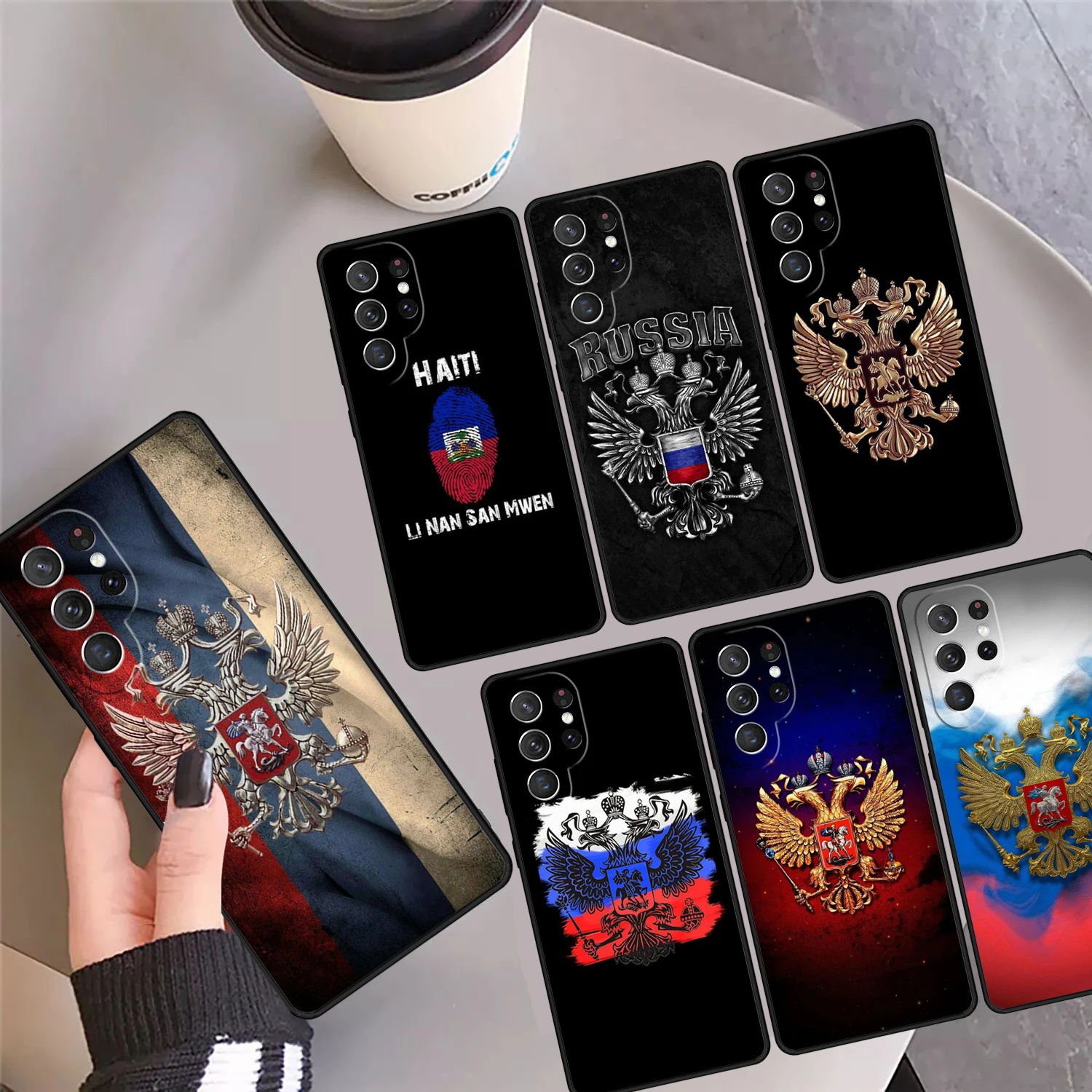 Russia Russian Flags Emblem Phone Case Cover For Samsung Galaxy S24 Ultra 23 S22 Plus S21 FE S20 S8 S9 S10 Note 10 Pro Note 20