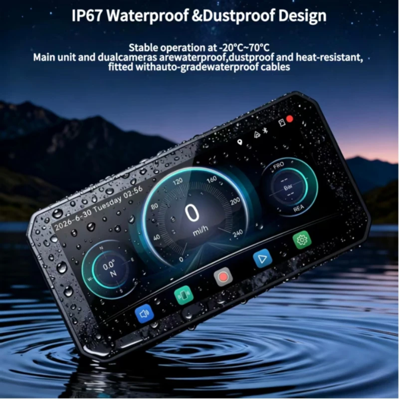 A610 Motorcycle Smart Display Android 12 4+64GB 6.1" Wireless CarPlay 1080P Dashcam TPMS 4G view 6