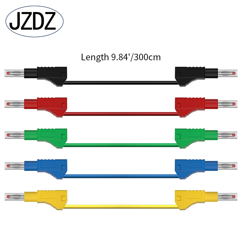 Jzdz 300cm 5 stücke Multimeter Test führt 4mm Dual Bananen stecker Sicherheit einziehbare elektrische Kabel leitung Überbrückung draht DIY J.70022