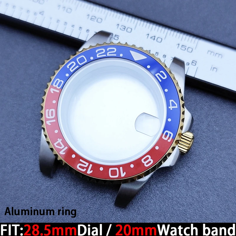 علبة NH35 عالية الجودة من الفولاذ المقاوم للصدأ - كريستال الياقوت الكثيف، مناسبة لحركة NH35 / قرص 28.5 مم / استبدال الحزام 20 مم