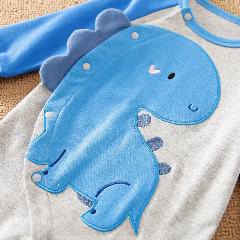 Spring and Autumn 2024 Boys Long Sleeve Dinosaur Cute Cool Girls Baby Outfit Infant Clothes Toddler Jumpsuit Costume Trendy Soft