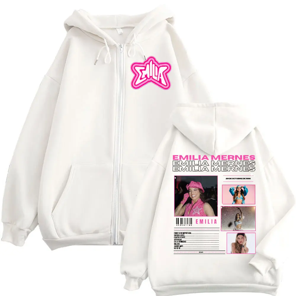Emilia Mernes MP3 Tour 2025 Zipper Hoodie Men Women Fashion Y2k Aesthetic Zip Up Sweatshirts Casual Oversized Fleece Pullovers