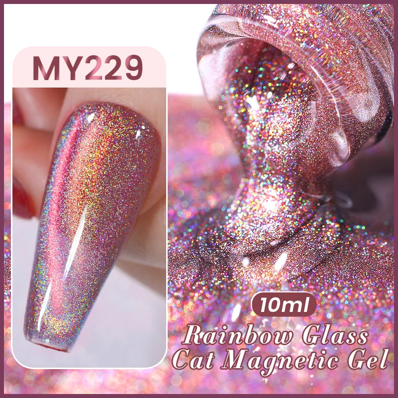 BORN PRETTY 10ML Reflective Moonlight Cat Magnetic Gel Nail Polish Sparkling Glitter Vanish Semi Permanent for New Year Manicure