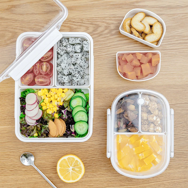 Bento Lunch Box Compartment Fruit Box Microwaveable Refrigeratable Portable Fresh Box Students Work Sealed Lunch Box