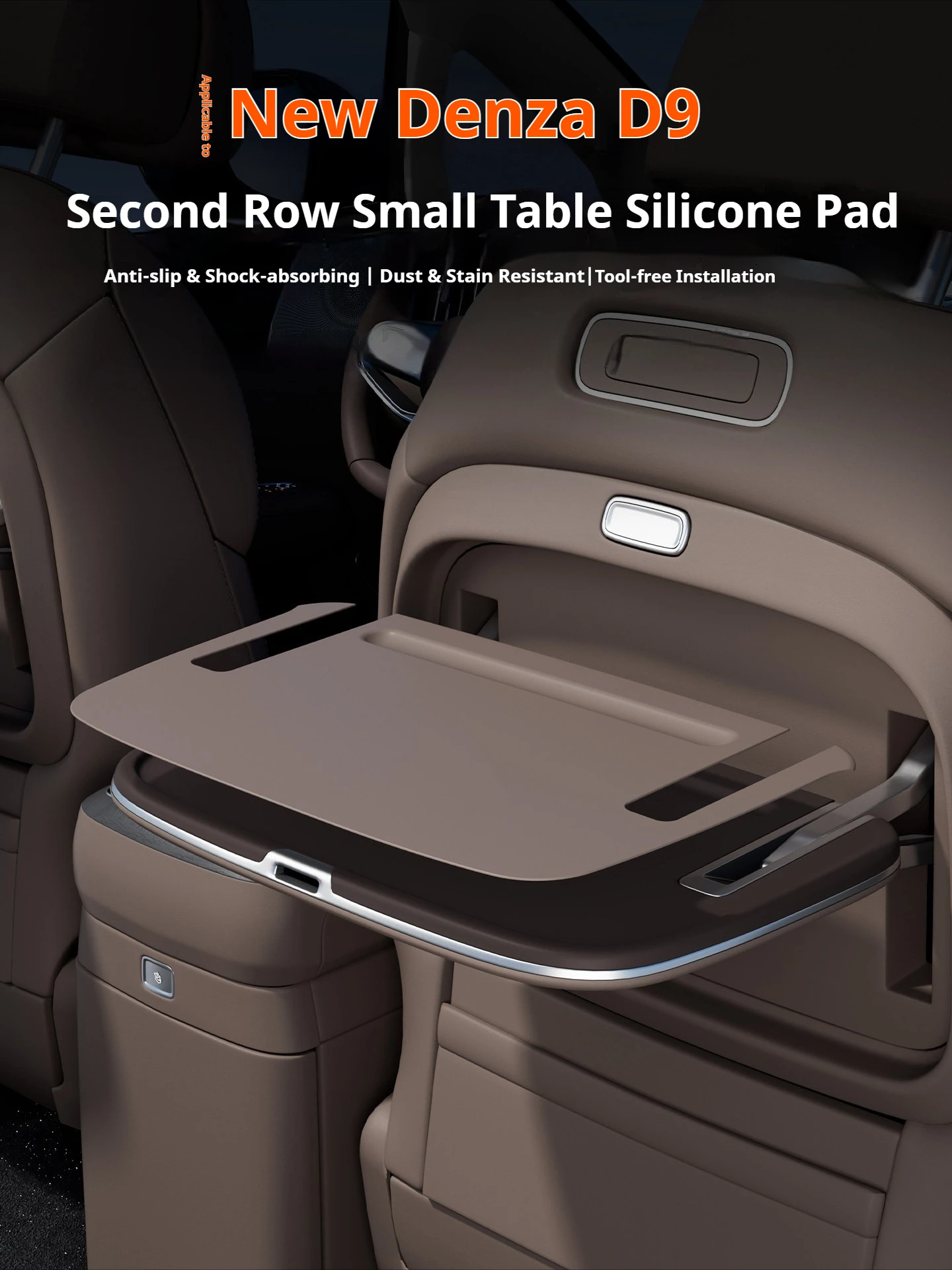 For BYD Denza D9 2024-2026 Car Silicone Pad for Middle Row Small Table Board Tray Anti Slip Cover Pad Protector Car Accessories