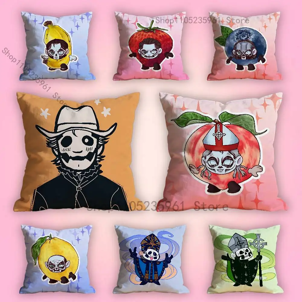 

Band G-Ghost Cute Fruit Chibi Various Sizes Square Pillow Case For Car Home Bedchamber Decor Custom Valentine gift