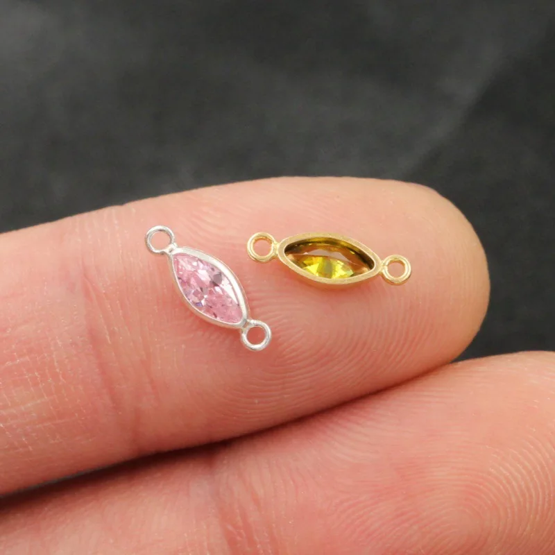 5pcs 14K Gold Filled Mariquesa Charm Connectors With Double Loops S925 Sliver Birthstone Pendants for DIY Fine Jewelry Making