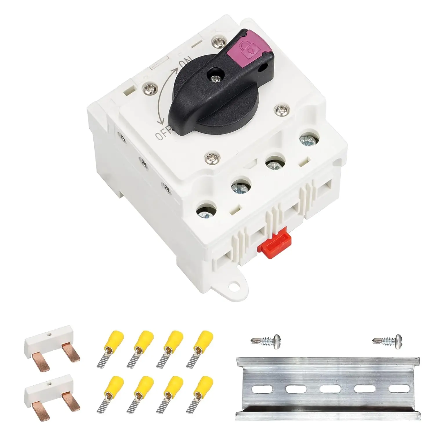 Premium 32A DC 1500V 4P Solar Isolator Switch, Lockable DIN Rail Mount Circuit Breaker for PV System, RV & Home Use