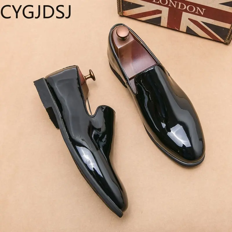 Office 2024 Patent Leather Shoes for Men Italiano Loafers Men Slip on Shoes Men Business Suit Dress Shoes Casuales туфли мужские