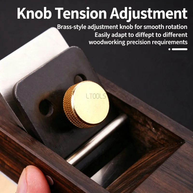 Ebony Flat Pull Plane Aluminum Base Adjustable Knob Hand Planer Woodworking Tool for Wood and Professional Carpentry Tool