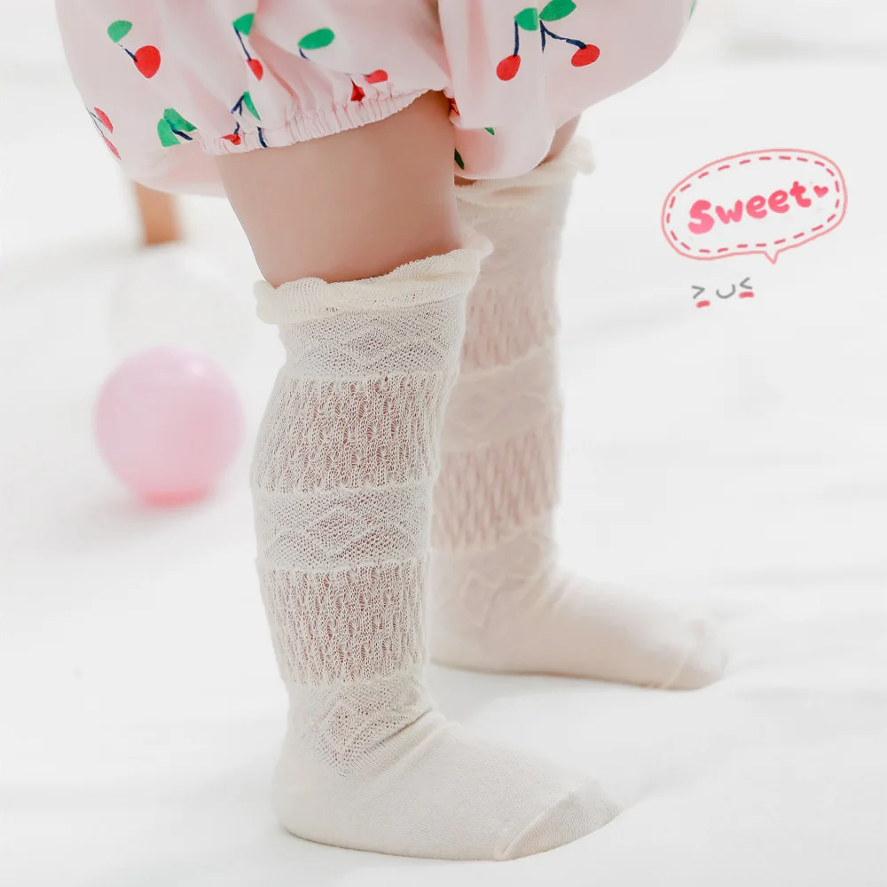 Summer Baby Anti-mosquito Socks Unisex Infant Boy Girsl Mesh Stockings Thin Knee High Socks Solid Coldr Lace Newborn 0-3 Years