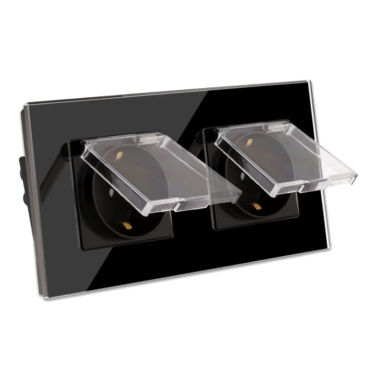 Bingoelec interruttore tattile impermeabile con presa Standard ue 16A prese interruttori luce pannello in vetro con coperchio per bagno