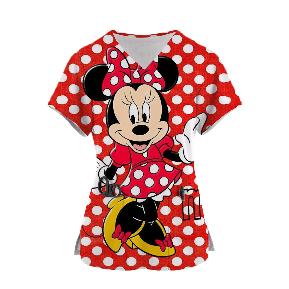 Disney Mickey Mouse Scrub Tops Women Dentist Working Uniform Nurse Scrub Uniformes Medicos Para Mujer Tooth Hospital Workwear