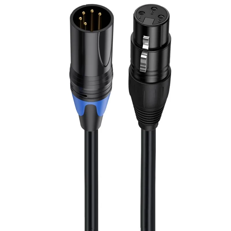 30cm XLR 3Pin Male To 5Pin Female & 3Pin Female To 5Pin Male Audio Cable for Microphone DMX Stage Light Adapter Cord Pack
