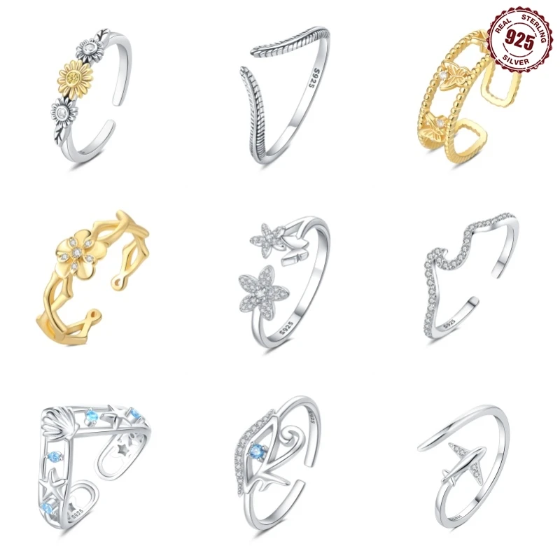 100% 925 prata esterlina brilhante margarida lindo cz anéis de dedo anel feminino para casamento casal presentes encantos jóias