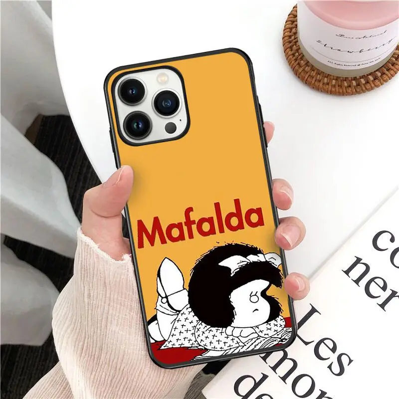 Custodia morbida per telefono funda Mafalda per iphone 16pro 15pro 14pro 11pro 12pro 13pro max 7 8 SE XR 12mini 13mini Coque Custodie