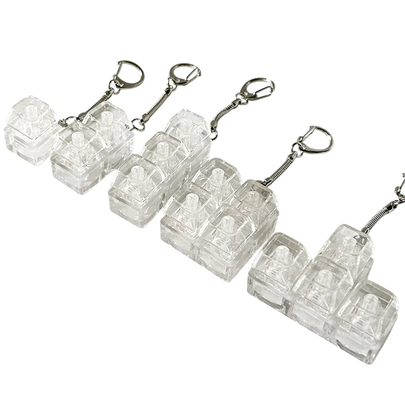 Transparent 1/4 Keys Mechanical Keyboard Tester LED Keyboard Key Toy Stress Relief DIY  Button Keycap  Keychain Toys