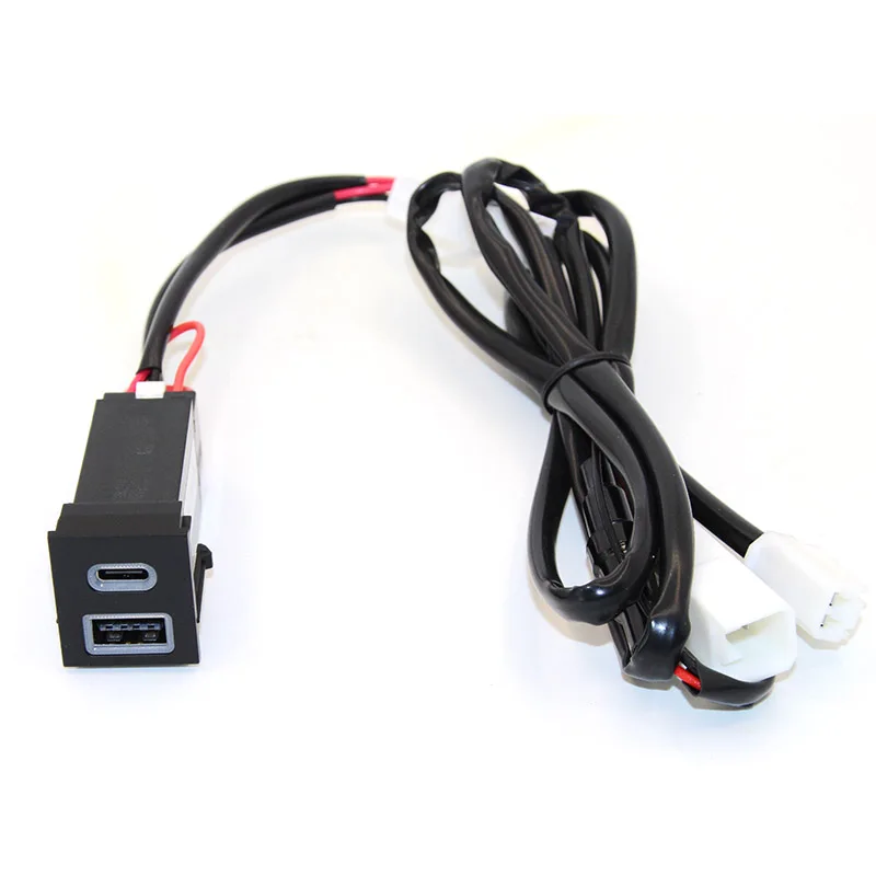 12V Car Dual USB C QC3.0 Cigarette Lighter Socket Quick Charger Adapter For Toyota RAV4 Corolla Prado Wildlander 18-22