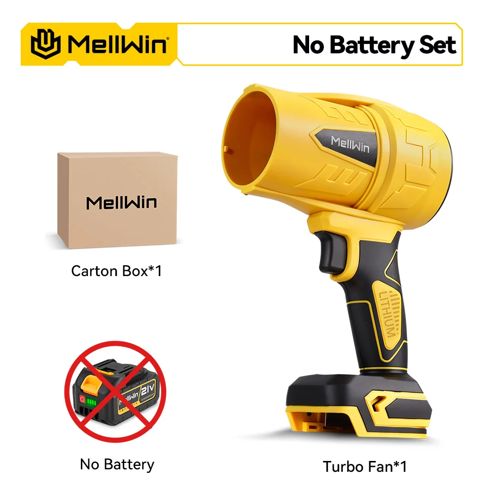 MELLWIN 350 M/S Borstelloze Elektrische Turbo Fan Blower Jet Fan Gewelddadige Draadloze Elektrische Bladblazer voor Makita 18V Batterij Pin