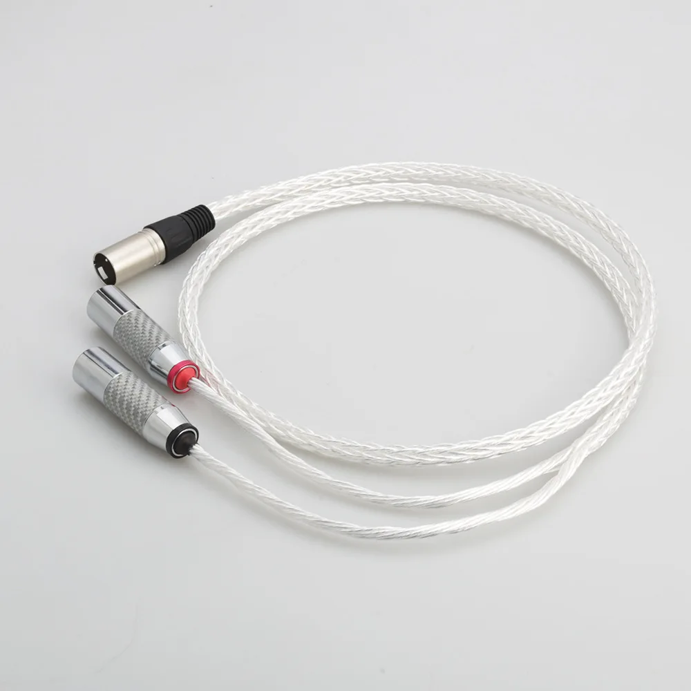 단결정 실버 8AG 와이어 XLR 남성 - 2XLR 남성 연결 와이어, 탄소 섬유 실버 XLR 플러그와 균형 잡힘