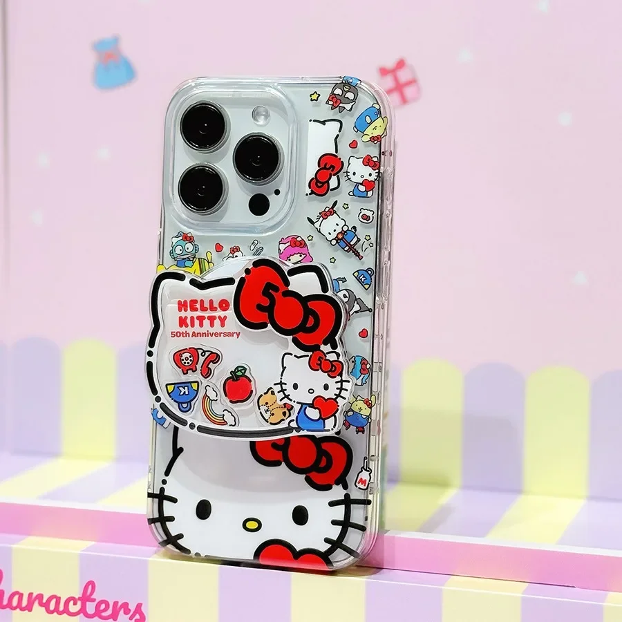 Hello Kitty حامل الهاتف المحمول المغناطيسي ، أكياس هوائية Shaker ، أنيمي ، كاواي ، سانريو ، Kt Cat ، ملحق هاتف الفتيات ، هدية ، الذكرى السنوية الخمسين