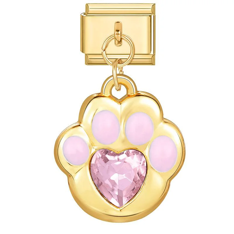 Bunte Katzenpfote, Bärenkralle, Fußabdruck, italienischer elastischer Charm-Anhänger, passend für 9mm Edelstahl-Armbänder, DIY-Modeschmuck – Detail 4