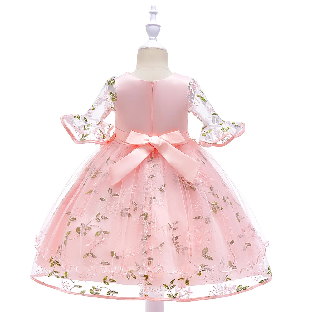 Hot Sale Character Princess Cosplay Embroidery Grey Pink Princess Dress Costume Halloween Kid Girl