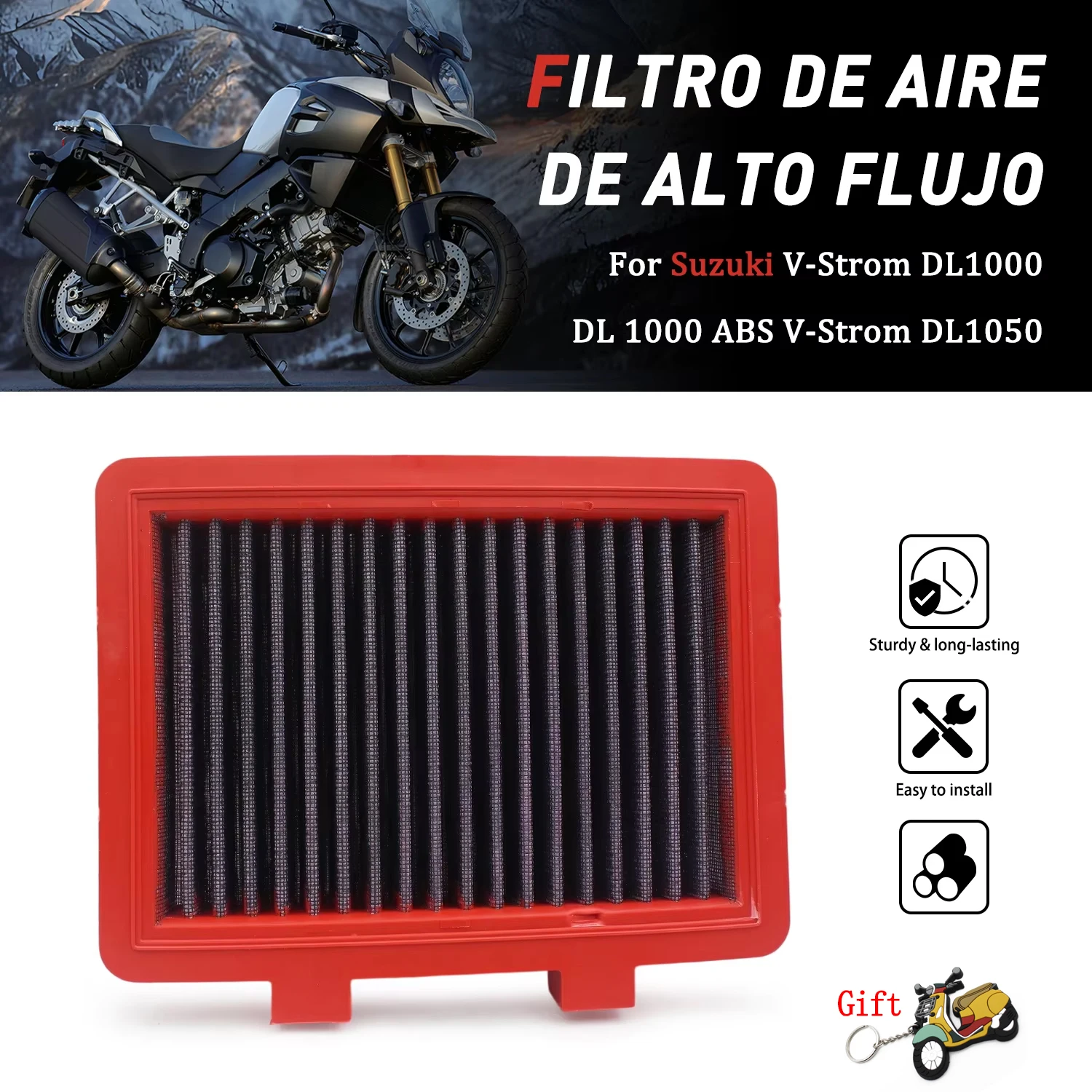 High Flow Air Filter Motorcycle Parts For SUZUKI DL 1000 V-Strom DL 1050 XT 2018-2022 Cleaner Element Intake 13780-31J00-000