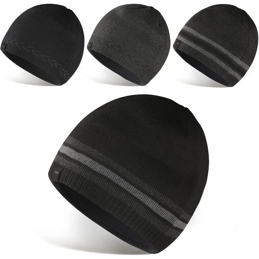 

Мужские зимние теплые вязаные шапки, простая шапка-бини с черепом и манжетами, тобогган, вязаная шапка