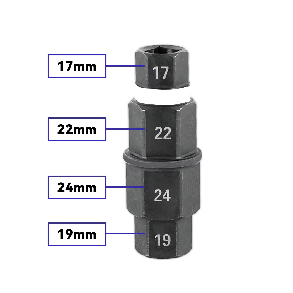 SEAMETAL 24mm Axle Hex Motorcycle 4-in-1 Durable Axle Hex Motorcycles Front Wheel 17 19 22 24mm Axle Hex Spindle Removal Tools