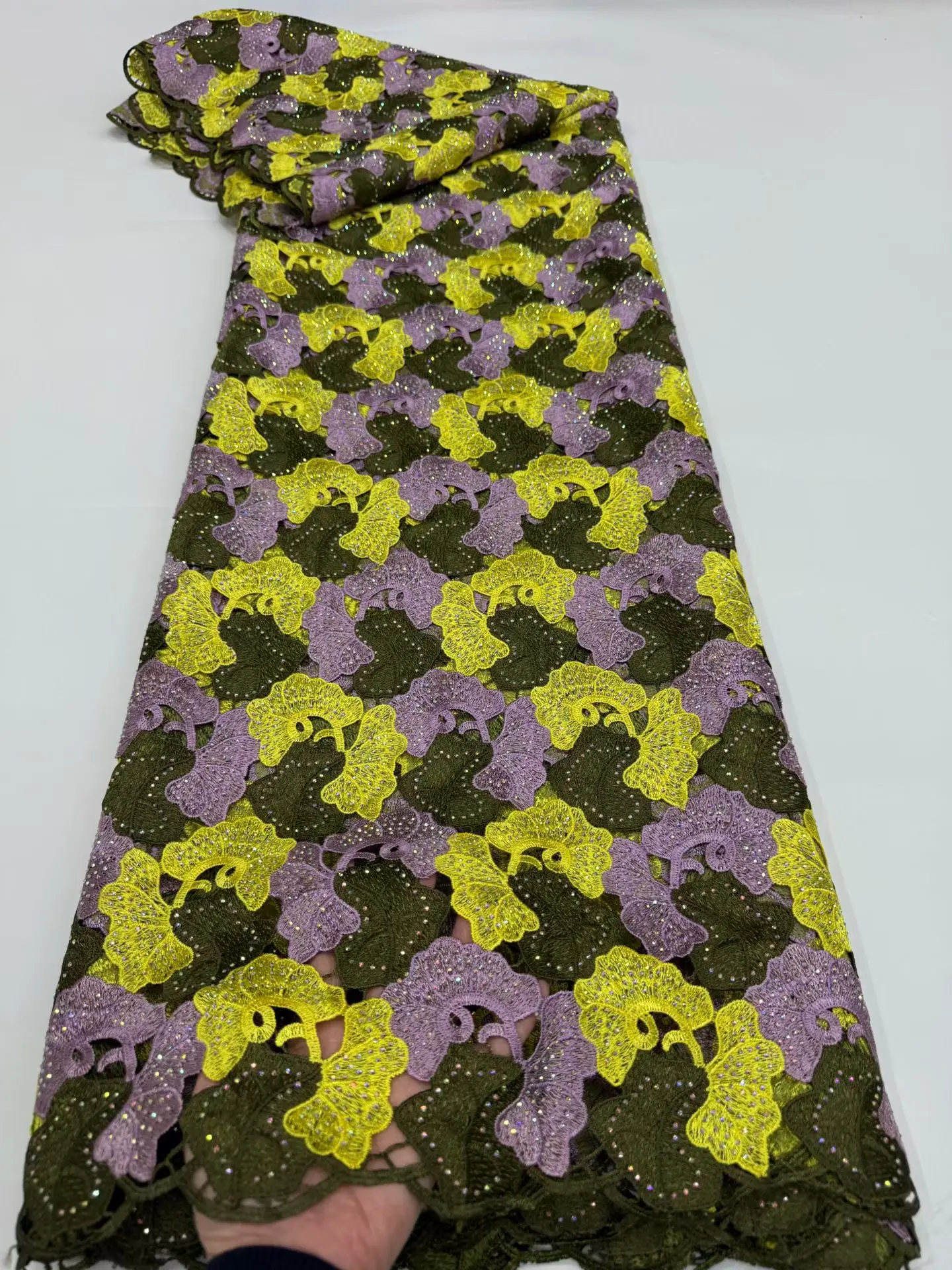 Nigerian Guipure Cord Lace Fabric 2025 High Quality African Mesh Milk Silk Embroidery Lace Fabric For Women For Wedding H1102-1