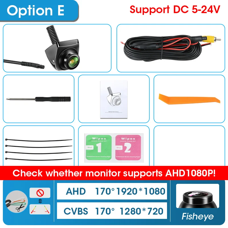 AHD 1920 x 1080P CVBS Nachtsicht 12 V IP68 Wasserdicht 170 ° Grad Fisheye Golden Lens Full HD Fahrzeug Backup Auto Rückansicht Kamera