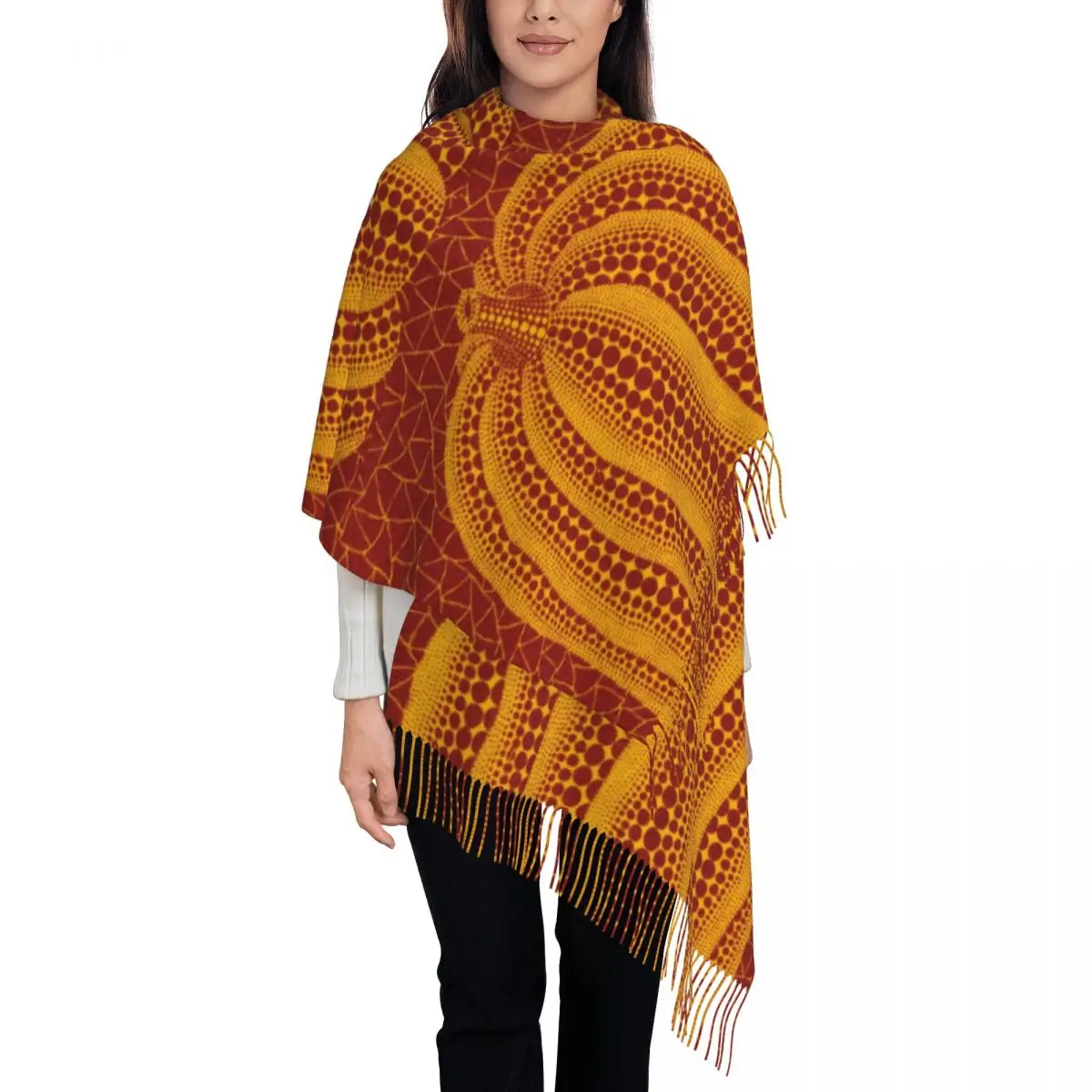 

Yayoi Kusama Pumpkin Shawl Wraps for Ladies Winter Large Soft Scarf Polka Aesthetic Pashmina Shawl Scarves