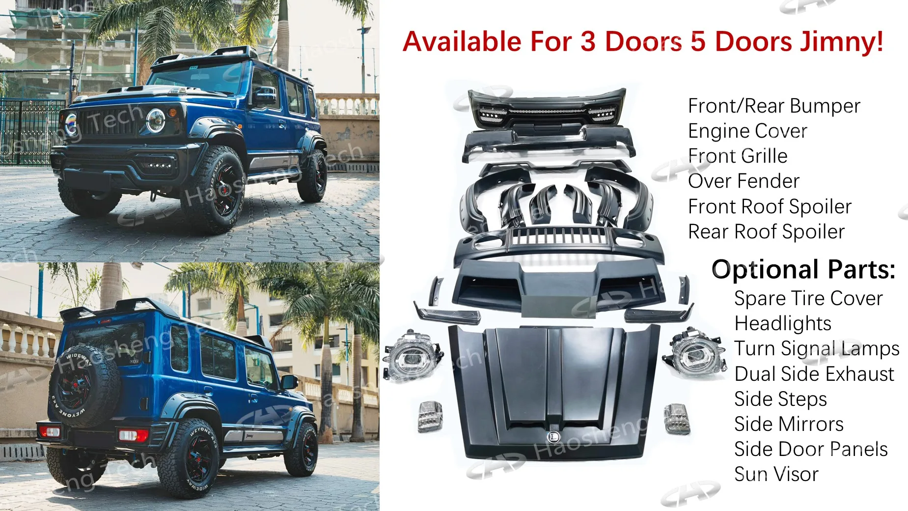 3 door 5 door G63 W Style Offroad 4x4 Car Exterior Accessories Full Set Body Kits for Suzuki Jimny Sierra JB74/64 2018-2023 Bump