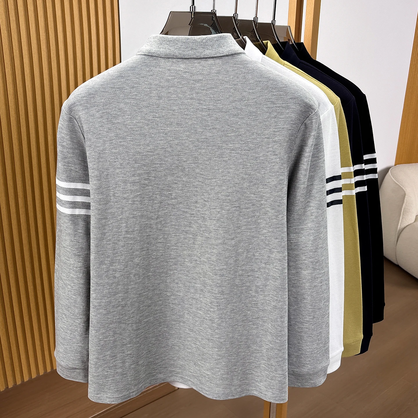 Hochwertige 100% Baumwolle Langärmel Polo Shirt Mode Marke Männer neue Cartoon Welpen Stickerei Komfort Herbst Casual Streifen T-Shirt – Detail 7