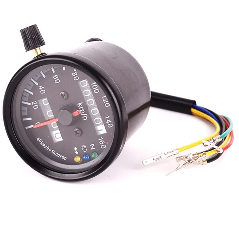 1pcs Universal Motorcycle Speedometer Odometer 12V Dual Speed Meter with LED Indicator